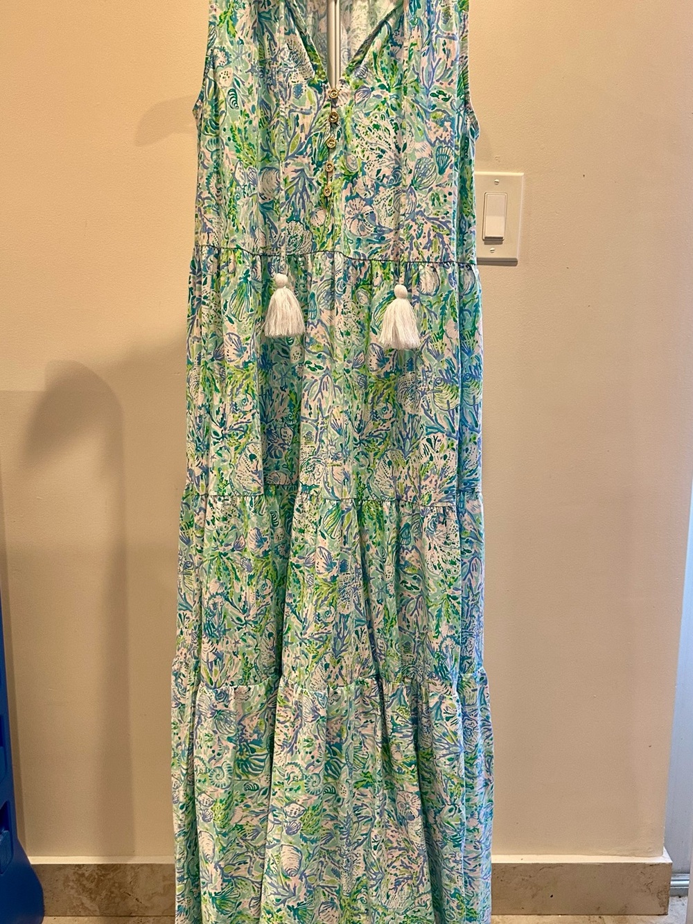 Lilly Pulitzer Malone Maxi Dress S Hot On The Vine Green Blue Floral Tass